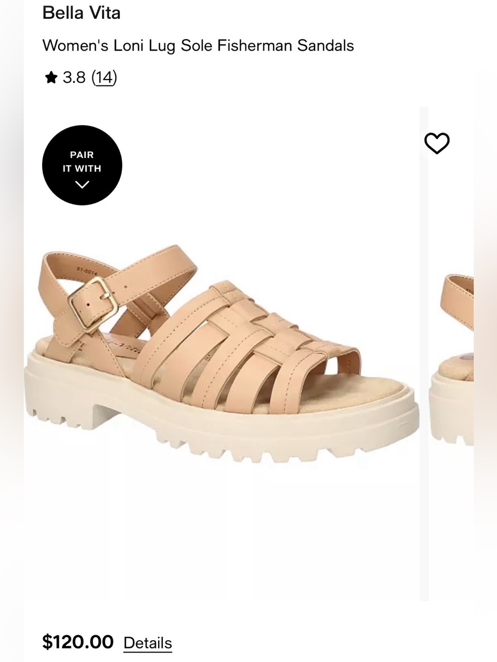 Bella Vita Loni Fisherman Lug Sandal 7.5